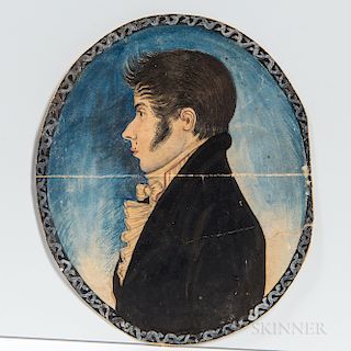 Possibly Edwin Plummer (American, 1802-1880)  Profile Portrait of a Young Man