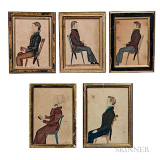 American School, Early 19th Century  Five Portraits of Members of the Nessly Family