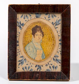 American School, Early 19th Century  Miniature Portrait of Alma Bradbury