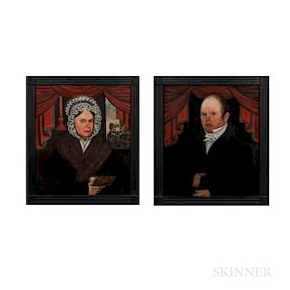 American School, Early 19th Century  Portraits of Mr. and Mrs. Abraham Martling