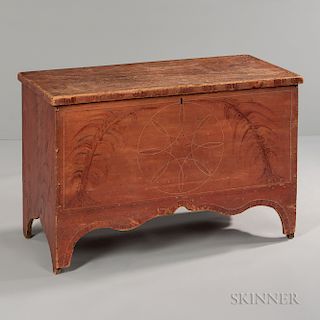 Salmon Pink- and Red-decorated Blanket Chest