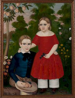 American School, Mid-19th Century  Portrait of a Brother and Sister
