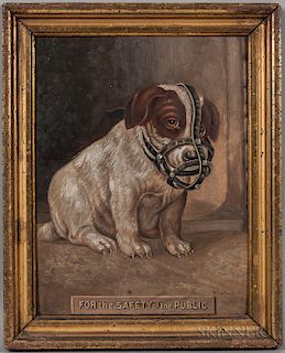 American School, Late 19th Century  For the Safety of the Public  /Portrait of a Puppy