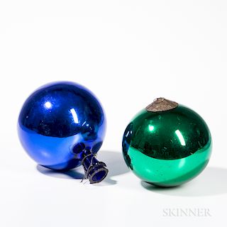Two Large Sphere Kugel Christmas Ornaments