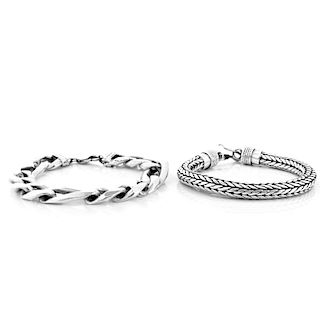 Two Men's Silver Bracelets