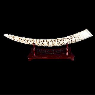 Chinese Carved Ivory Tusk