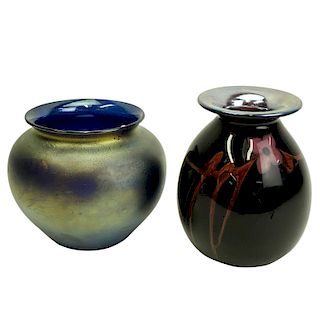 Grouping of Two (2) Vintage Art Glass Vases