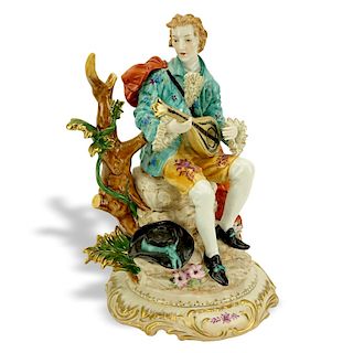 Large Antique Dresden Porcelain Figure