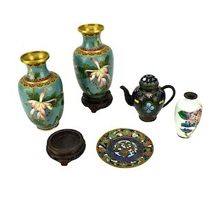 Grouping of Five (5) Chinese Cloisonne