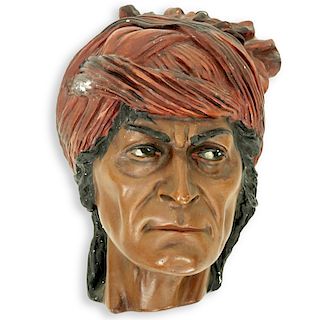 Large Vintage Polychrome Pottery Male Arab Head