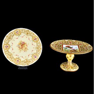 Two Decorative French Porcelain Table Top Items