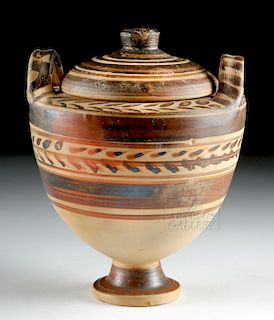 Beautiful Greek Messapian Pottery Lidded Lebes Gamikos