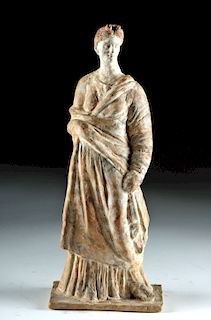 Tall Greek Tanagra Terracotta Standing Female Figure TL