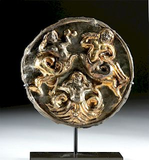 Roman Gilded Silver Roundel - Figures of Sirens