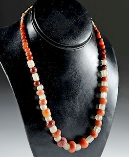 Roman Carnelian, Agate, Faience, & Glass Bead Necklace