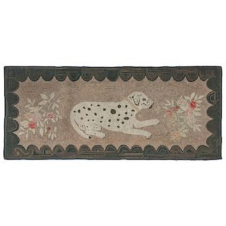 Hooked Rug with Reclining Dog
