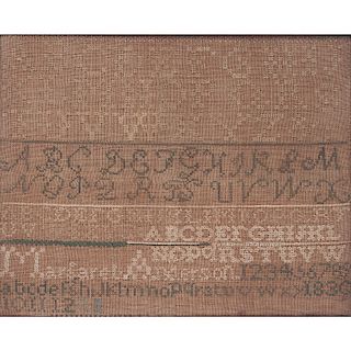Alphabet Sampler Dated 1830
