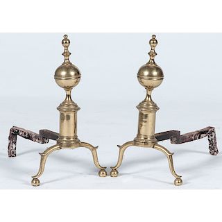 Federal-style Brass Andirons