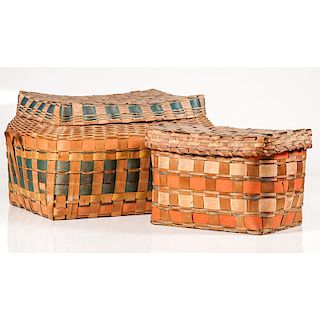 Iroquois Polychrome Lidded Storage Baskets