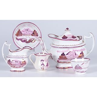 Pink Lusterware Tea Service