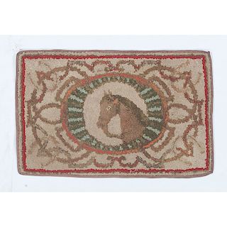 Hooked Rug with Horse