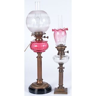 Victorian Cranberry Glass Lamps