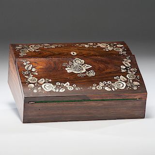 Rosewood and Mother of Pearl Inlaid Lap Desk