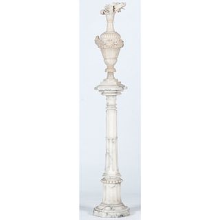 Carved Marble Flower Urn on Stand