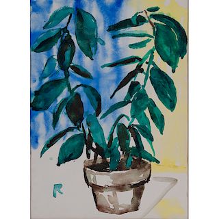 Watercolor of a Potted Plant, Attributed to Robert Reynolds
