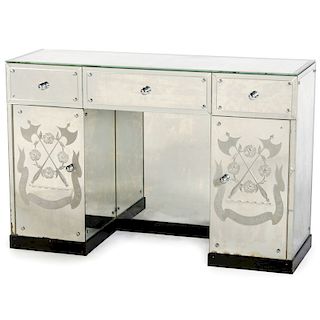 Mirrored Kneehole Desk with Morse Arms
