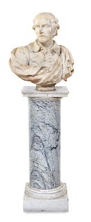 * A Continental Marble Bust Height of bust 29 1/2 inches.