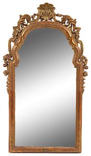 A Queen Anne Style Giltwood Pier Mirror Height 53 inches.
