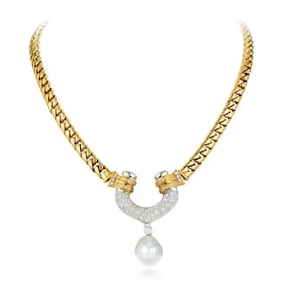 A Diamond and Pearl Necklace