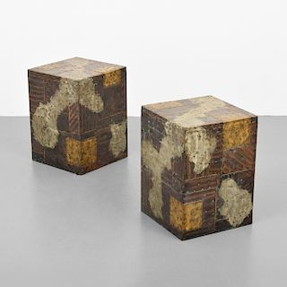 Pair of Paul Evans "Patchwork" Cube Side Tables