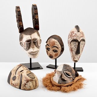 5 African Masks: Igbo, Luluwa, Adouma, Tsogo, Etc.
