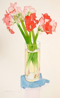 Gary Bukovnik Watercolor Painting, Floral Theme