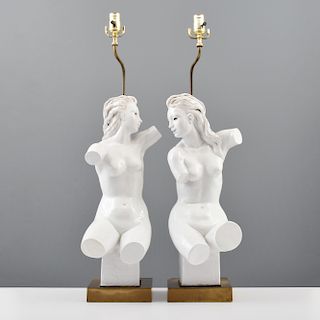 Pair of Figli E. Zaccagnini Figural Nude Lamps