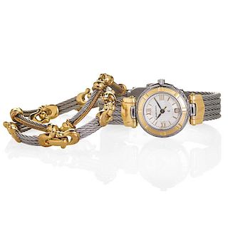 PHILIPPE CHARRIOL STEEL AND 18K GOLD CABLE JEWERLY