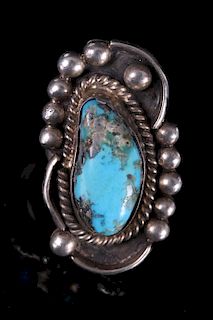 Navajo Morenci Turquoise Silver Ring
