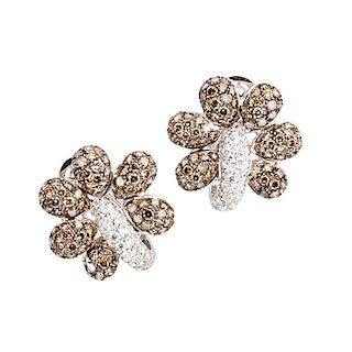 CHATILA CHAMPAGNE AND COLORLESS DIAMOND EARRINGS