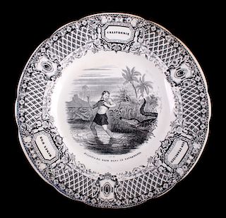 Gold Rush LeBeuf & Milliet Transferware Plate 1850
