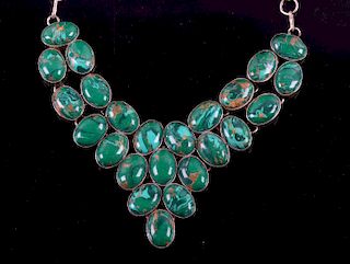 Early Taxco Sterling Silver Turquoise Necklace