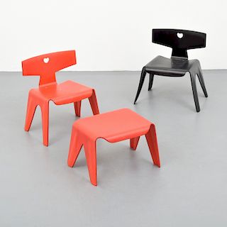 Charles & Ray Eames Children's Chairs & Stool, 3 Pcs
