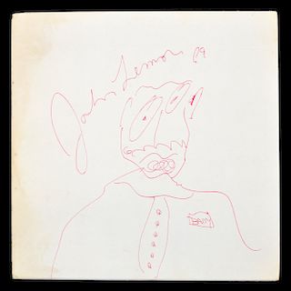 John Lennon Signed Drawing, Allan Klein & Barry Fey