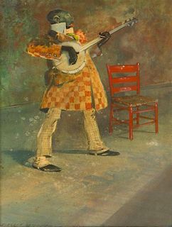 * Everett Shinn, (American, 1876-1953), Colored Banjo Player, 1940