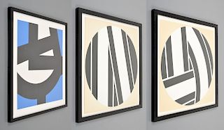 3 Pierre Clerk Abstract Geometric Prints, Signed Editions