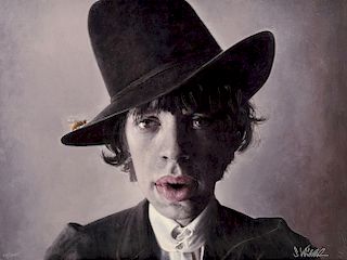 Large Sebastian Kruger Canvas Print, Mick Jagger