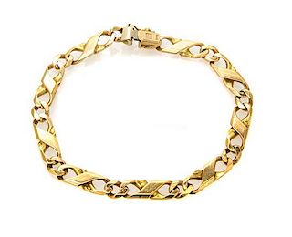 * A 14 Karat Yellow Gold Fancy Link Bracelet, 12.40 dwts.