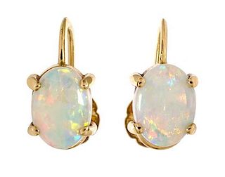 * A Collection of 14 Karat Yellow Gold and Opal Jewelry, 9.40 dwts.