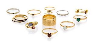 * A Collection of Gold, Enamel, Multi Gem and Paste Rings, 16.60 dwts.